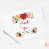Romantische rode en oranje rozen vierkante sticker (Envelop)
