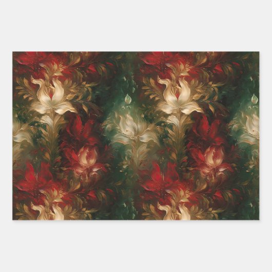 Romantische rode en witte bloemen bruiloft bruidss inpakpapier vel (Voorkant 2)