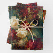 Romantische rode en witte bloemen bruiloft bruidss inpakpapier vel (In situ)