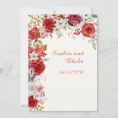 Romantische rode en witte Rozen witte crème bruilo Kaart (Achterkant)