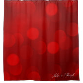 Romantische rode gloeiende Stippen Douchegordijn (Voorkant)