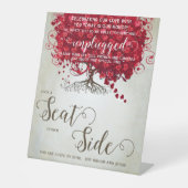 Romantische Rode Hart Blad Boom Bruiloft Reclamebord Met Voetstuk (Voorkant)