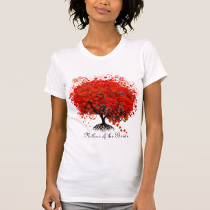 Romantische Rode Hart Blad Boom Bruiloft T-shirt