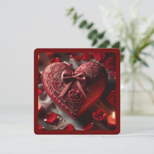 ROMANTISCHE RODE HART- EN KAARSEN VALENTIJN FEESTDAGENKAART (Staand voorkant)