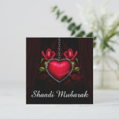 Romantische Rode Hart- en Rozen Shaadi Mubarak Kaa (Staand voorkant)