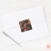 Romantische rode hart foto met aangepaste namen vierkante sticker (Envelop)