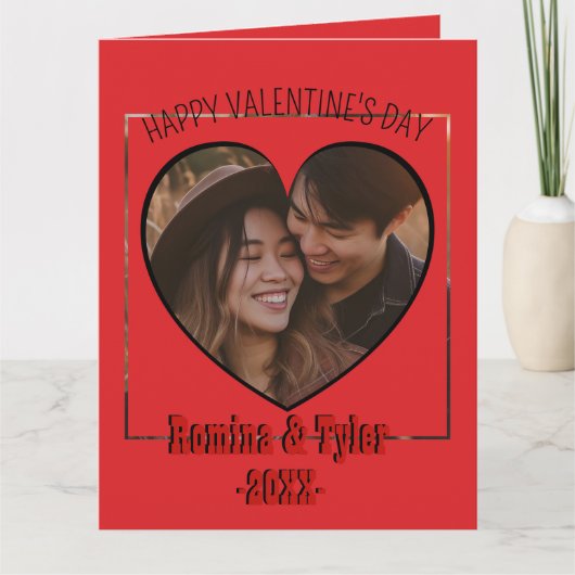 Romantische rode hart foto met aangepaste tekst ge kaart (Voorkant)