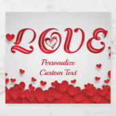 Romantische Rode Hart Liefde Personaliseer Wijn Ch Sparkling Wijnetiket (Enkel label)