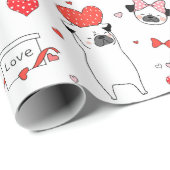 Romantische rode hart pug liefde | VALENTIJNSDAG Cadeaupapier (Rol Hoek)