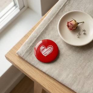 Romantische Rode Hart Speld Ronde Button 5,7 Cm