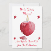 Romantische rode hart vormige kaars voor bruiloft kaart (Voorkant)