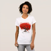 Romantische Rode Hartblad Boom Bruiloft T-shirt (Voorkant volledig)