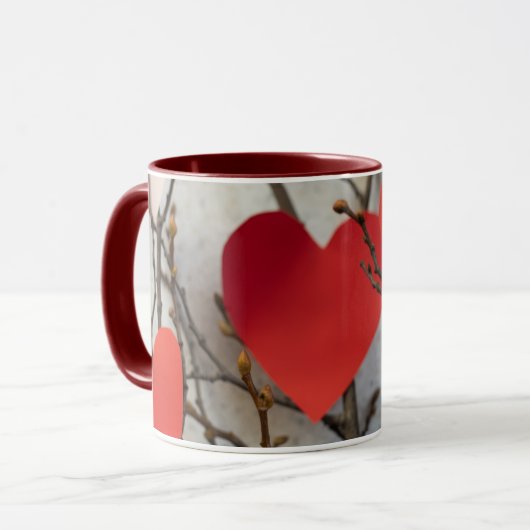 Romantische rode harten accent koffiemok | Schatti Mok (Voorkant links)