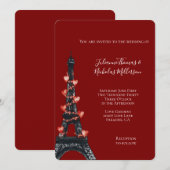 Romantische rode harten Eiffeltoren bruiloft Kaart (Voorkant / Achterkant)