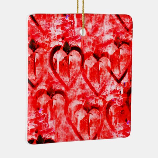 Romantische rode harten keramisch ornament (Rechts)