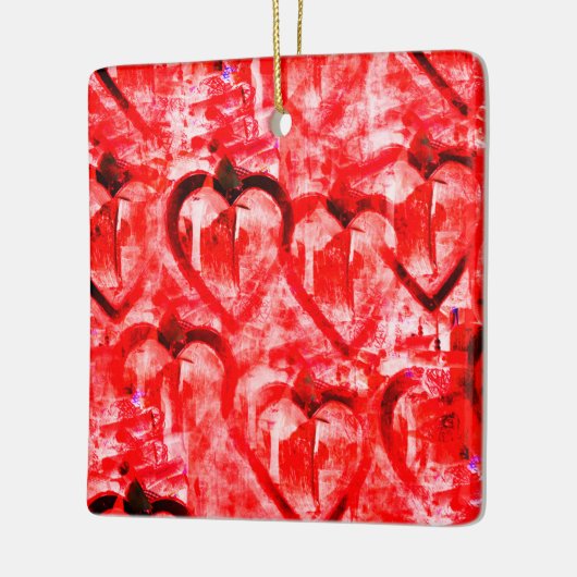 Romantische rode harten keramisch ornament (Links)