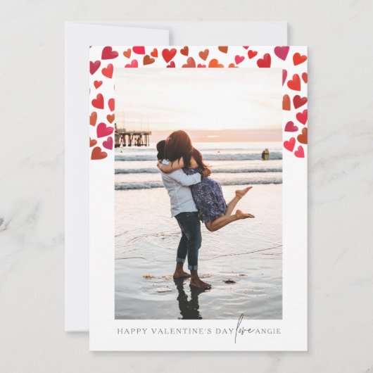 Romantische Rode Harten Valentijnsdag Fotokaart Kaart (Voorkant)