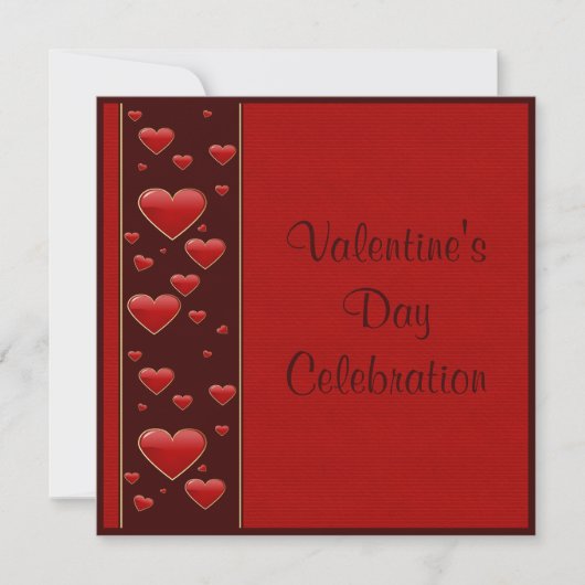 Romantische Rode Harten Valentijnsdag Viering Kaart (Voorkant)