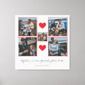 Romantische Rode Hartjes Koppel Fotocollage Canvas Afdruk (Voorkant)