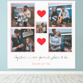 Romantische Rode Hartjes Koppel Fotocollage Canvas Afdruk (Insitu (Houten vloer))