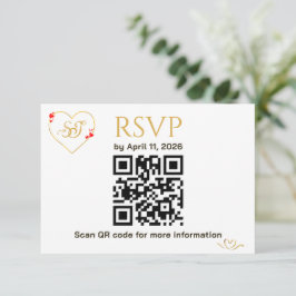 Romantische Rode Hartjes QR Code Trouw RSVP Kaart