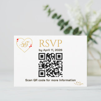 Romantische Rode Hartjes QR Code Trouw RSVP Kaart