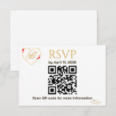 Romantische Rode Hartjes QR Code Trouw RSVP Kaart (Voorkant / Achterkant)