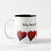 Romantische rode hartkoffiekruiden en bekertjes tweekleurige koffiemok (Links)