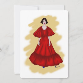 Romantische rode jurk met zachte gele stijl kaart