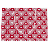 Romantische rode kant hart Valentijnsdag patroon Groot Cadeauzakje (Achterkant)