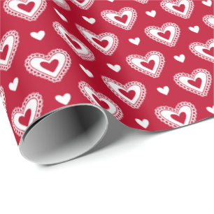 Romantische rode kant harten Valentijnsdag Patroon Cadeaupapier