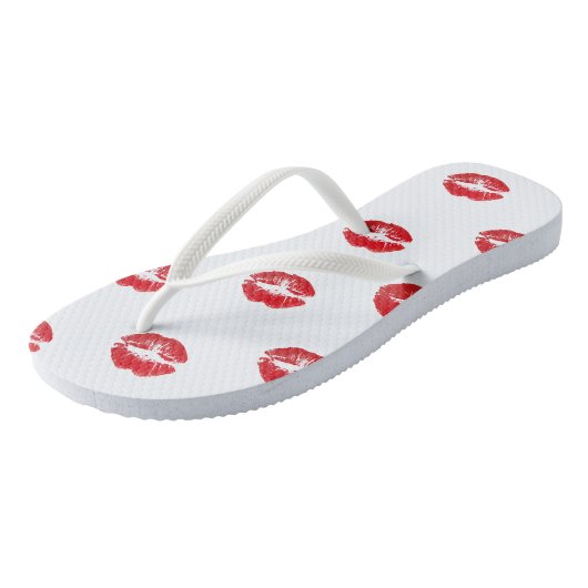Romantische rode lippen kussen teenslippers (Schuin)