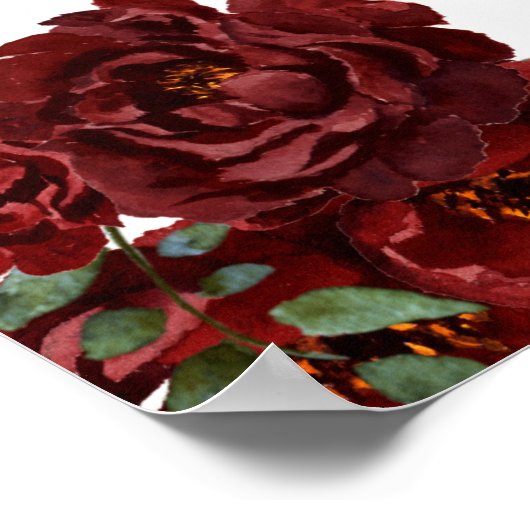 Romantische rode rode rode rode rode rode rode rod poster (Hoek)