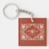 Romantische rode roest Mr & Mrs acrylen sleutelhan Sleutelhanger (Voorkant)