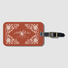 Romantische rode roest Mr. & Mrs. Floral bruiloft Bagagelabel