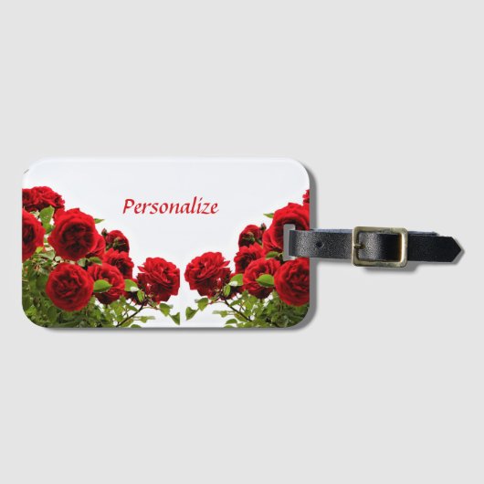Romantische rode roos bloem bagagelabel (Voorkant (horizontaal))
