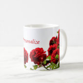 Romantische rode roos bloem koffiemok (Voorkant rechts)