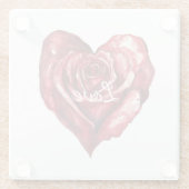 Romantische Rode Roos Bloemen Hart Huwelijk Glazen Onderzetter (Achterkant)