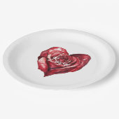 Romantische Rode Roos Bloemen Hart Huwelijk Papieren Bordje (Gekanteld)