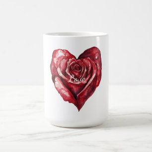 Romantische rode roos bloemenhart koffiemok