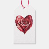 Romantische Rode Roos Bloemhart Cadeaulabel (Voorkant)