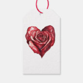 Romantische Rode Roos Bloemhart Cadeaulabel (Achterkant)
