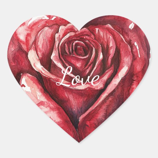 Romantische Rode Roos Bloemhart Hart Sticker (Voorkant)