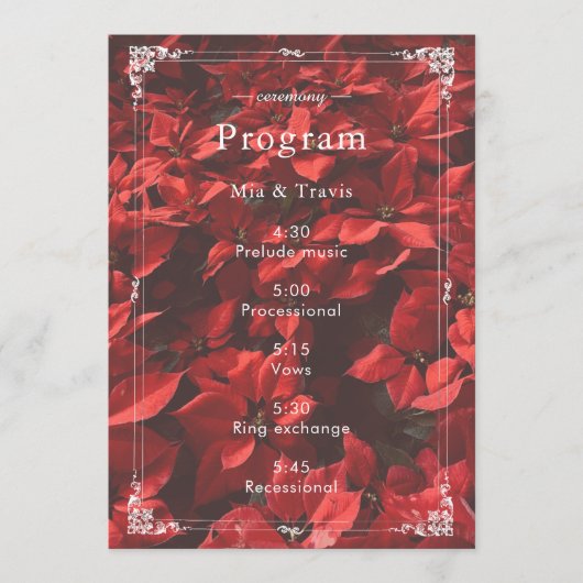 Romantische Rode Roos | Bloemige Elegante Aanpasba Programmakaart (Voorkant)