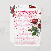 Romantische rode roos bruiloft bedankkaart | elega (Voorkant / Achterkant)