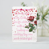 Romantische rode roos bruiloft bedankkaart | elega (Staand voorkant)