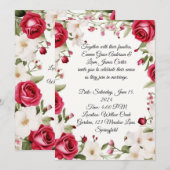 Romantische rode roos en lelie van de vallei bruil kaart (Voorkant / Achterkant)