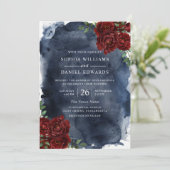 Romantische Rode Roos en marineslag Waterverf brui Kaart (Staand voorkant)