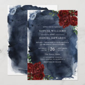 Romantische Rode Roos en marineslag Waterverf brui Kaart (Voorkant / Achterkant)