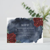 Romantische Rode Roos en marineslag Waterverf brui RSVP Kaartje (Staand voorkant)